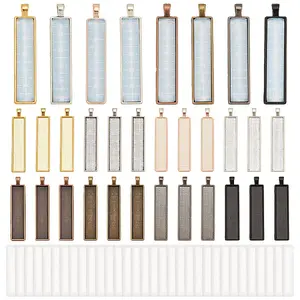 DIY Blank Rectangle Alloy Pendants Making Kits