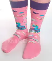 Knihomolské ponožky - růžové s červíkem 39-42