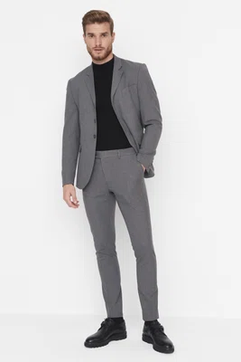 Trendyol Gray Men's Slim Fit Pipe Leg Classic Trousers
