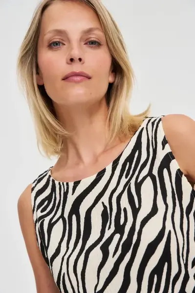 Marisse White Animal Print Top