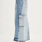 Džínová sukně Moschino Jeans modrá barva, maxi, pouzdrová, 0105 3719