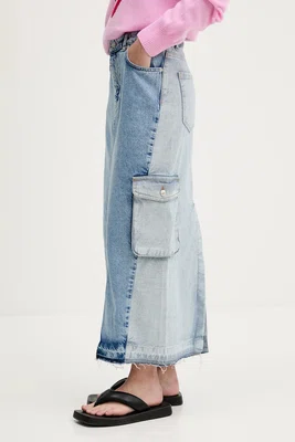 Džínová sukně Moschino Jeans modrá barva, maxi, pouzdrová, 0105 3719