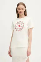 Bavlněné tričko Converse béžová barva, 10028307-A01