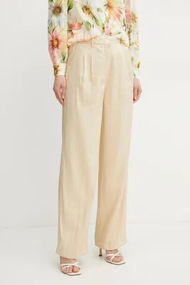 Kalhoty Guess CAMILLE dámské, béžová barva, široké, high waist, W5GB53 WH5F0