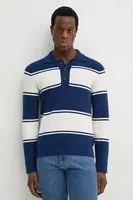 Bavlněný svetr Marc O'Polo pánský, tmavomodrá barva, lehký, 522504260048