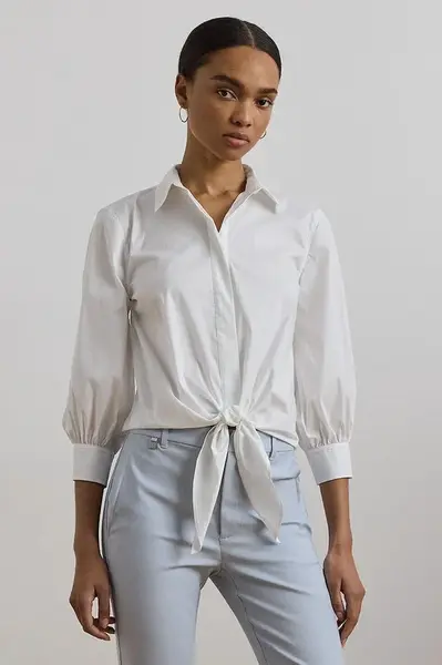 Košile Lauren Ralph Lauren dámská, bílá barva, relaxed, s klasickým límcem, 200963800