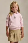 Dětská mikina Polo Ralph Lauren růžová barva, s kapucí, s aplikací, 312844838025