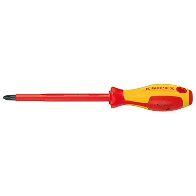 Šroubovák křížový (Philips), izolovaný 1000V, PH1, délka 187 mm, zúžený - KNIPEX 982401SL Délka: 320 mm, Velikost: PH4, Provedení: Standardní