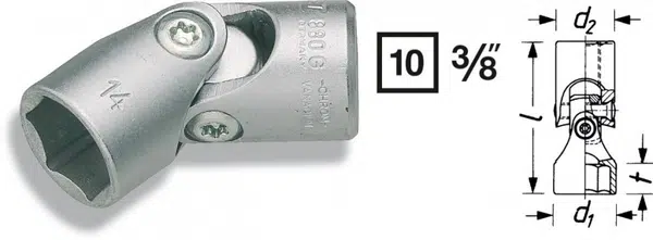 Nástrčná hlavice s kloubem, 3/8", 19 mm - Hazet 880G-19 Velikost: 12 mm