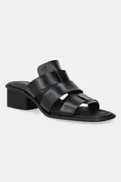 Pantofle Calvin Klein Jeans HEEL SQUARE MG LTH dámské, černá barva, na podpatku, YW0YW01702