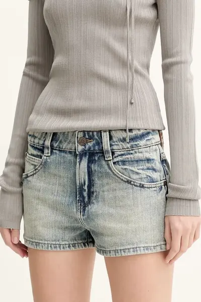Bavlněné riflové kraťasy Miss Sixty dámské, modrá barva, hladké, high waist, 6S1JJ47100