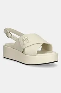 Kožené sandály Tommy Hilfiger TH LOGO HW PADDED LEATHER SANDAL