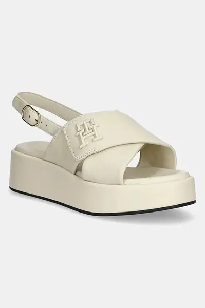 Kožené sandály Tommy Hilfiger TH LOGO HW PADDED LEATHER SANDAL