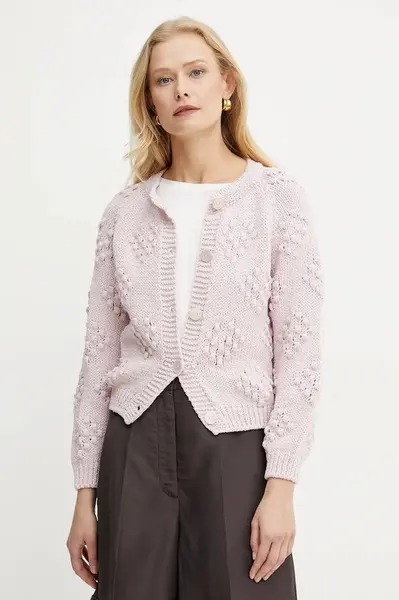 Kardigan Luisa Spagnoli dámský, růžová barva, hřejivý, 58614