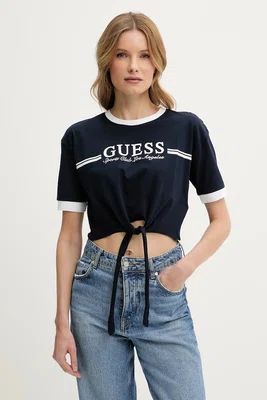 Bavlněné tričko Guess tmavomodrá barva, V5GI05 I3Z14