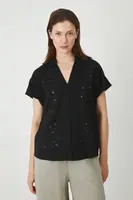 Košile Medicine dámská, černá barva, relaxed, s klasickým límcem