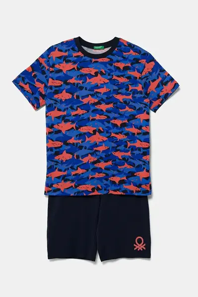 Dětské bavlněné pyžamo United Colors of Benetton tmavomodrá barva, 3X0Y0P08Q