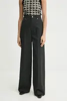 Vlněné kalhoty Nanushka KORINA dámské, šedá barva, široké, high waist, NW25RSPA15394