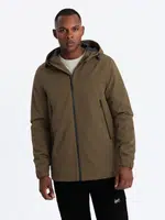 Ombre Men's lightweight storm jacket with hood - brown