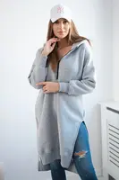 Insulated sweatshirt with slits on the sides in gray color