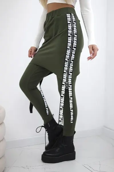 Pants/suit with khaki selfie inscription