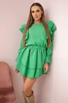 Dress with vertical ruffles light green
