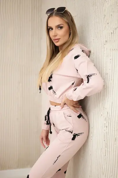 Set with printed guns dark powder pink