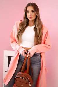 Oversized apricot cape with hood