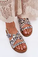 Boto Dámske Sandále Na Plochosom Opätku So Zlatými Hrotmi Bielo-Čierne Zanira