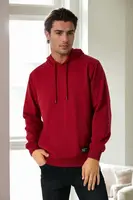12612 Dewberry Hooded Kangaroo Pocket Mens Sweatshirt-BURGUNDY
