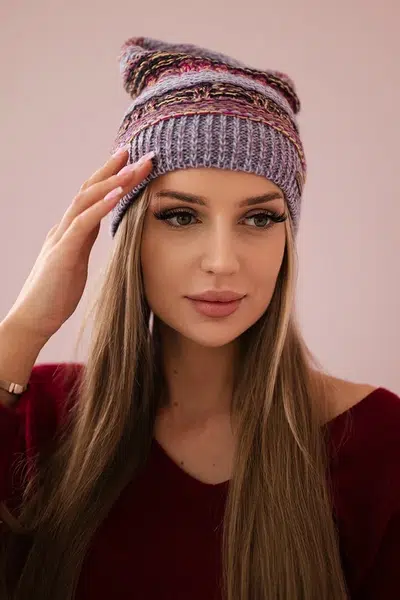 Kesi Čapica s fleece Patrycja K254 fialová+šedá