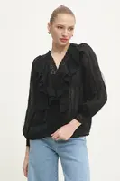 Blúzka Answear.LAB dámska, čierna farba, s nášivkou