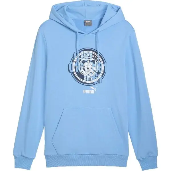 Puma MANCHESTER CITY FC FOTBAL CULTURE HOODIE Pánská mikina, světle modrá, velikost