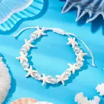 Starfish Synthetic Turquoise & Acrylic Pearl Braided Bead Bracelets for Women