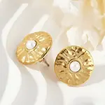 304 Stainless Steel Shell Pearl Stud Earrings