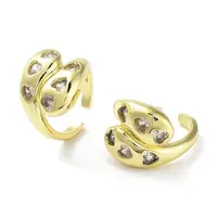 Brass with Cubic Zirconia Open Cuff Rings