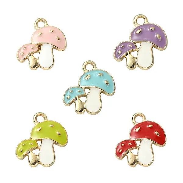 10Pcs 5 Colors Autumn Theme Alloy Enamel Pendants