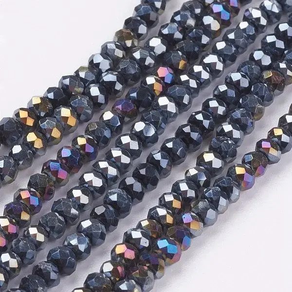 Faceted Rondelle Electroplate Glass Bead Strands