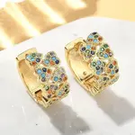 Heart Brass Micro Pave Cubic Zirconia Hoop Earrings