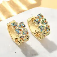 Heart Brass Micro Pave Cubic Zirconia Hoop Earrings