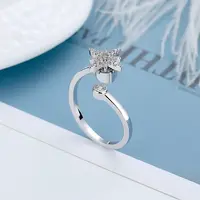 Rotatable Cat Eye Open Ring with Cubic Zirconia