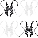 4 Pairs 2 Colors Nylon Embroidery Lace Anklet with Toe Ring