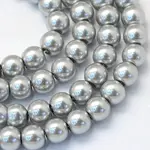 Baking Paint Pearlized Glass Pearl Round Bead Strands