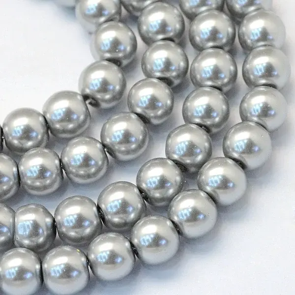 Baking Paint Pearlized Glass Pearl Round Bead Strands