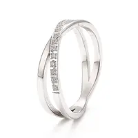 Clear Cubic Zirconia Criss Cross Finger Ring