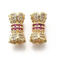 Brass Micro Pave Cubic Zirconia Beads
