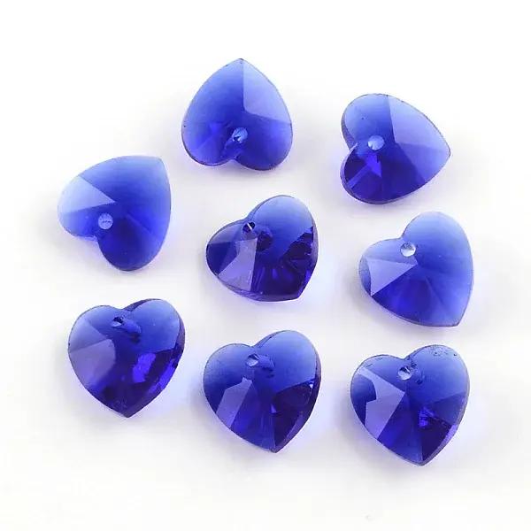 Faceted Heart Transparent Glass Charm Pendants