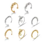 8Pcs 8 Style Brass Rotating Beaded Cuff Rings