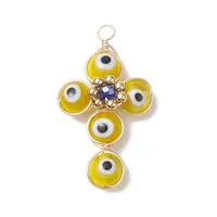 Brass Wire Wrapped Handmade Evil Eye Lampwork Pendants