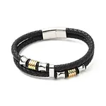 Cowhide Braided Double Layer Bracelet with 304 Stainless Steel Magnetic Clasps